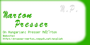 marton presser business card